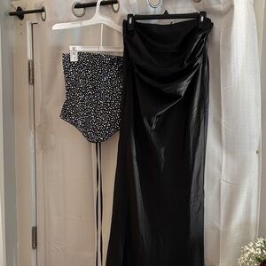 Baby boo black Satin Skirt and crystal corset set
Top is small 
Skirt is x small